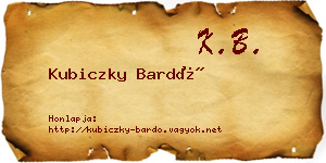Kubiczky Bardó névjegykártya